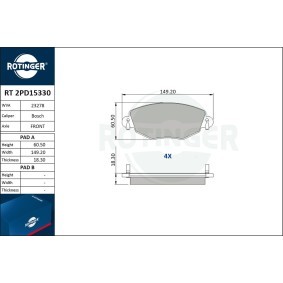 Achetez des Plaquettes de frein ROTINGER RT 2PD15330 à prix pour 45,89 €