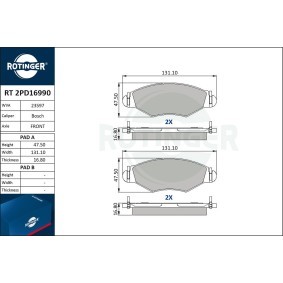 Achetez des Plaquettes de frein ROTINGER RT 2PD16990 à prix pour 31,78 €