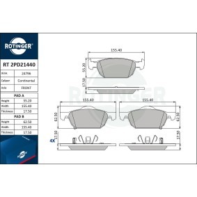 Achetez des Plaquettes de frein ROTINGER RT 2PD21440 à prix pour 46,12 €