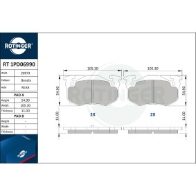 Achetez des Plaquettes de frein ROTINGER RT 1PD06990 à prix pour 30,87 €