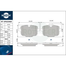 Achetez des Plaquettes de frein ROTINGER RT 1PD22460 à prix pour 53,81 €