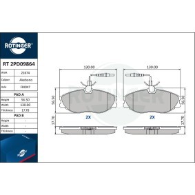 Achetez des Plaquettes de frein ROTINGER RT 2PD09864 à prix pour 56,06 €