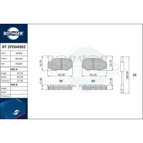 Achetez des Plaquettes de frein ROTINGER RT 2PD04902 à prix pour 36,34 €