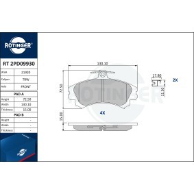 Achetez des Plaquettes de frein ROTINGER RT 2PD09930 à prix pour 44,21 €