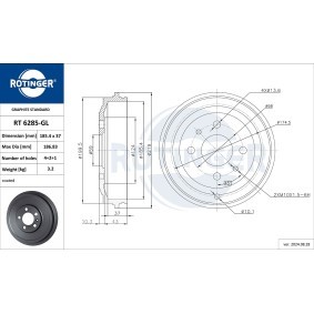 Compre Tambor de travão da ROTINGER RT 6285-GL a um preço baixo por 19,86 €