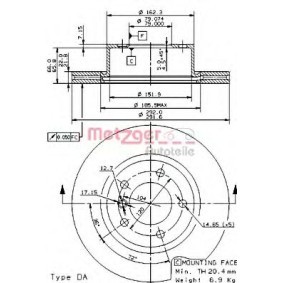Bremsscheibe für BMW von METZGER