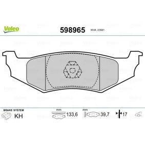 Achetez des Plaquettes de frein VALEO 598965 à prix pour 27,27 €