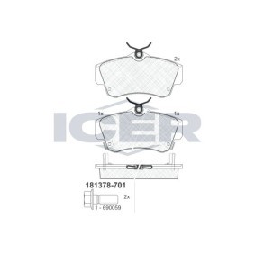 Achetez des Plaquettes de frein ICER 181378-701 à prix pour 29,04 €