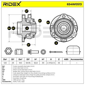Compre Kit de rolamento de roda da RIDEX 654W0513 a um preço baixo por 27,68 €