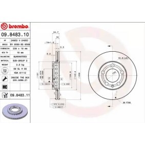 Kjøp Bremseskive av BREMBO 09.8483.11 til den lave prisen 430,00 NOK