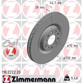Achetez des Disque de frein ZIMMERMANN 110.2222.20 à prix pour 84,63 €