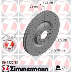 Achetez des Disque de frein ZIMMERMANN 110.2222.52 à prix pour 136,07 €