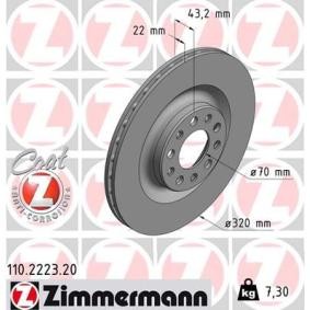Achetez des Disque de frein ZIMMERMANN 110.2223.20 à prix pour 70,10 €