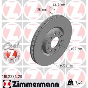 Achetez des Disque de frein ZIMMERMANN 110.2224.20 à prix pour 66,25 €
