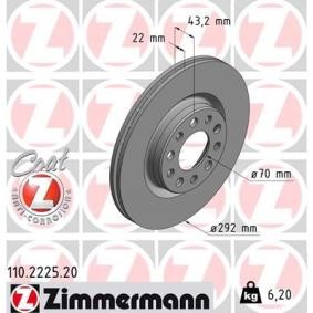 Achetez des Disque de frein ZIMMERMANN 110.2225.20 à prix pour 59,30 €