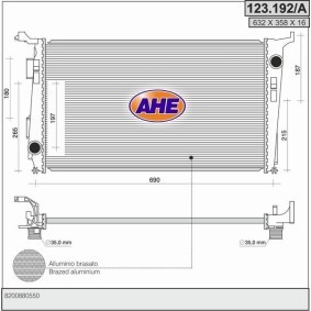 Kjøp Radiator, motorkjøling av AHE 123.192/A til den lave prisen 1304,18 NOK