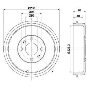 Achetez des Tambour de frein HELLA 8DT 355 301-091 à prix pour 50,91 €