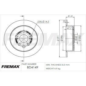 Köp Bromsskiva av FREMAX BD-4149 till det låga priset 1014,76 kr
