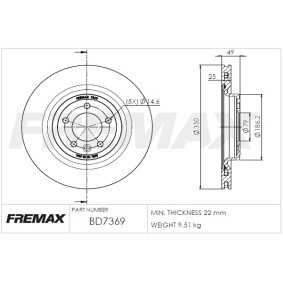 Achetez des Disque de frein FREMAX BD-7369 à prix pour 121,90 €