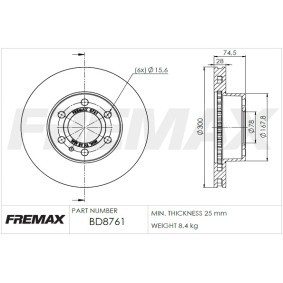 Achetez des Disque de frein FREMAX BD-8761 à prix pour 59,53 €