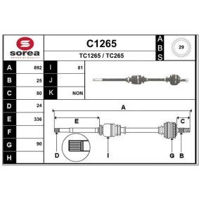 Achetez des Arbre de transmission SNRA C1265 à prix pour 143,03 €