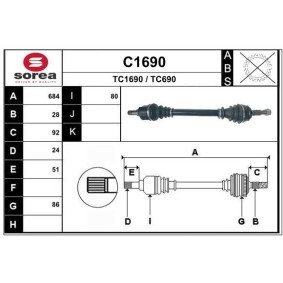 Achetez des Arbre de transmission SNRA C1690 à prix pour 124,12 €