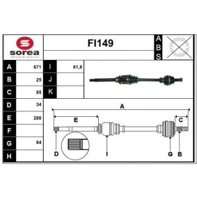 Compre Veio de transmissão da SERA FI149 a um preço baixo por 157,68 €