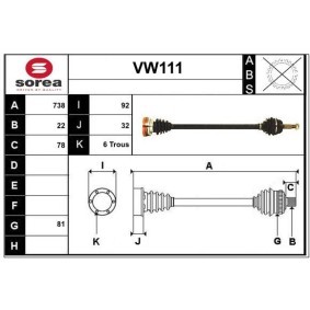 Compre Veio de transmissão da SERA VW111 a um preço baixo por 165,63 €