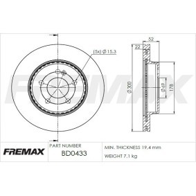 Achetez des Disque de frein FREMAX BD-0433 à prix pour 67,70 €
