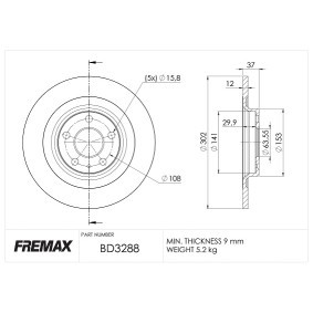 Achetez des Disque de frein FREMAX BD-3288 à prix pour 82,50 €