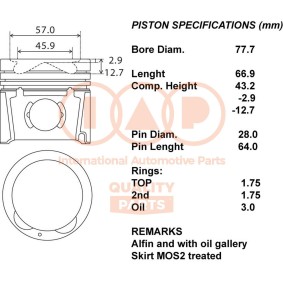 Comprar Pistón de IAP QUALITY PARTS 100-07005 a bajo precio de 669,37 €