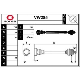 Compre Veio de transmissão da SERA VW285 a um preço baixo por 239,39 €