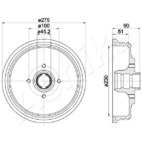 Achetez des Tambour de frein ASHIKA 56-00-0908 à prix pour 74,84 €