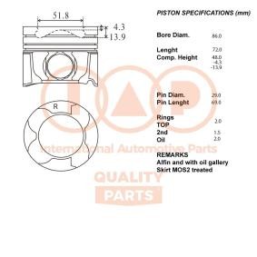 Compre Pistón de IAP QUALITY PARTS online para LAND CRUISER (VDJ20_, UZJ20_) a precios moderados
