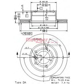 Bremsscheibe 24637 V von METZGER günstig für 74,46 € online kaufen
