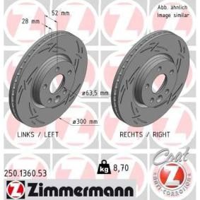 Achetez des Disque de frein ZIMMERMANN 250.1360.53 à prix pour 121,94 €