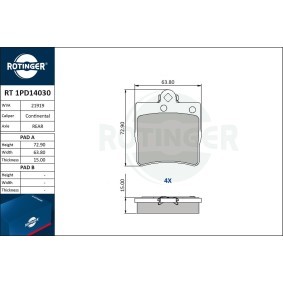 Achetez des Plaquettes de frein ROTINGER RT 1PD14030 à prix pour 24,11 €