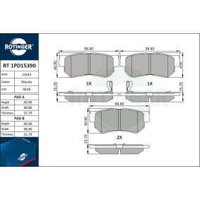 Achetez des Plaquettes de frein ROTINGER RT 1PD15390 à prix pour 30,55 €