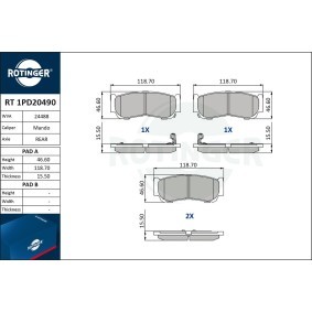 Achetez des Plaquettes de frein ROTINGER RT 1PD20490 à prix pour 42,52 €