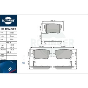 Osta Jarrupalat, levyjarru ROTINGER:llä RT 1PD22060 edullisesti hintaan 33,35 €