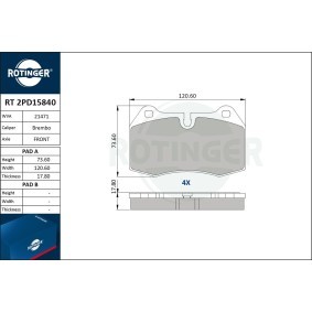 Osta Jarrupalat, levyjarru ROTINGER:llä RT 2PD15840 edullisesti hintaan 51,67 €