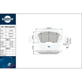 Osta Jarrupalat, levyjarru ROTINGER:llä RT 2PD16630 edullisesti hintaan 46,50 €