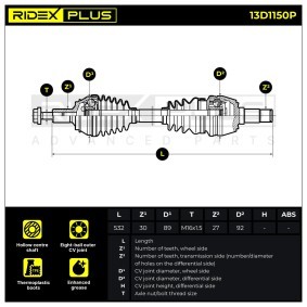 Acquista Semiasse da RIDEX PLUS 13D1150P a buon mercato per soli 129,72 €