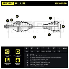 Osta Vetoakseli RIDEX PLUS:llä 13D0956P edullisesti hintaan 195,28 €