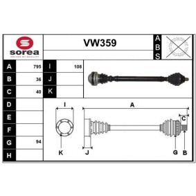 Compre Veio de transmissão da SERA VW359 a um preço baixo por 182,62 €