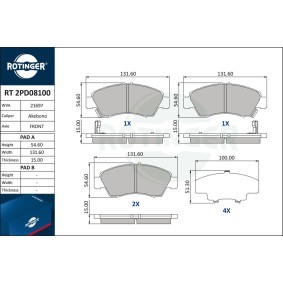 Köp Bromsbelägg av ROTINGER RT 2PD08100 till det låga priset 551,46 kr
