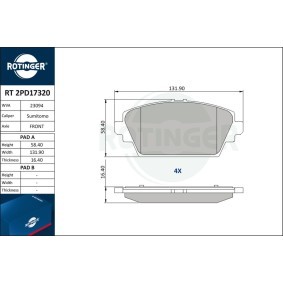 Bremsbeläge RT 2PD17320 von ROTINGER günstig für 43,01 € online kaufen