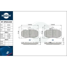 Osta Jarrupalat, levyjarru ROTINGER:llä RT 2PD21220 edullisesti hintaan 66,53 €