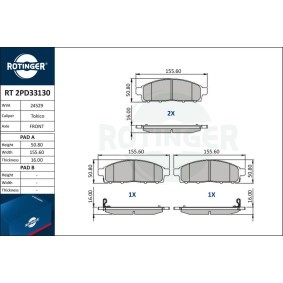 Osta Jarrupalat, levyjarru ROTINGER:llä RT 2PD33130 edullisesti hintaan 65,25 €