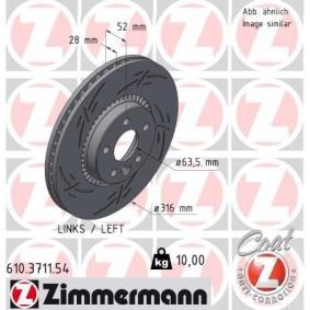 Achetez des Disque de frein ZIMMERMANN 610.3711.54 à prix pour 127,12 €